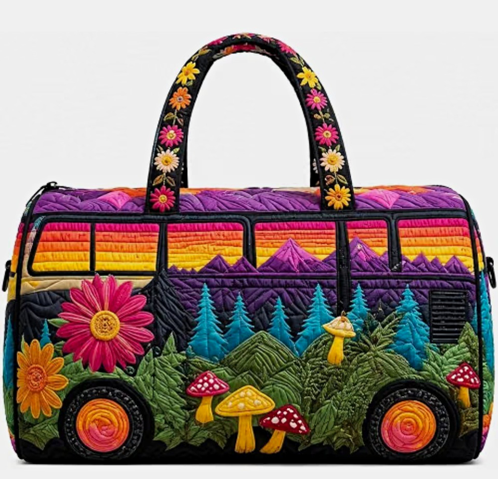 MANCREek Hippie Van Quilted foldable carry on Duffle Bag 18"-22" weekender bag